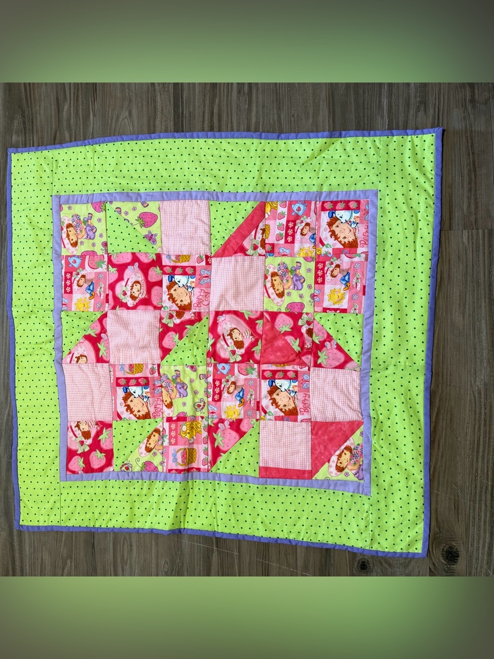 Mini Handmade Strawberry Shortcake Patchwork Quilt